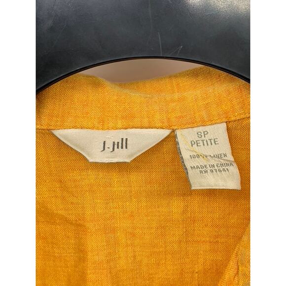 J. JILL Women's Petite Mustard Yellow Button-Up Short Sleeve Oversized Top SZ SP - Picture 9 of 9